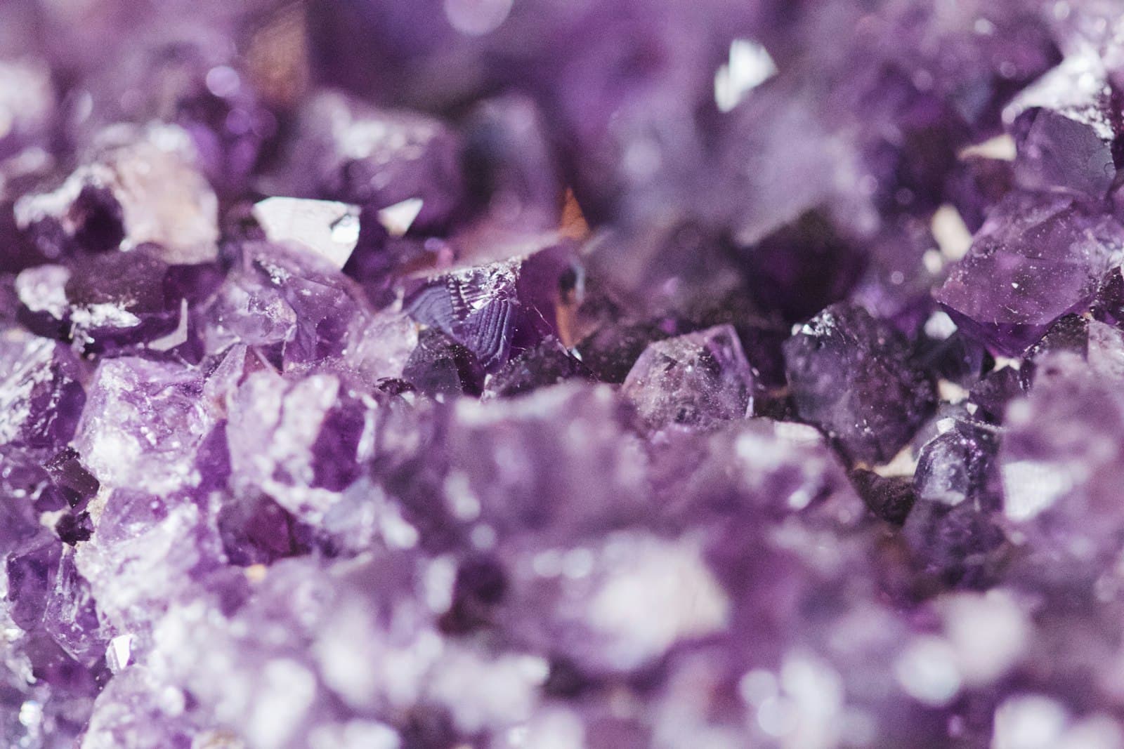 A freshly arrived amethyst crystal cluster