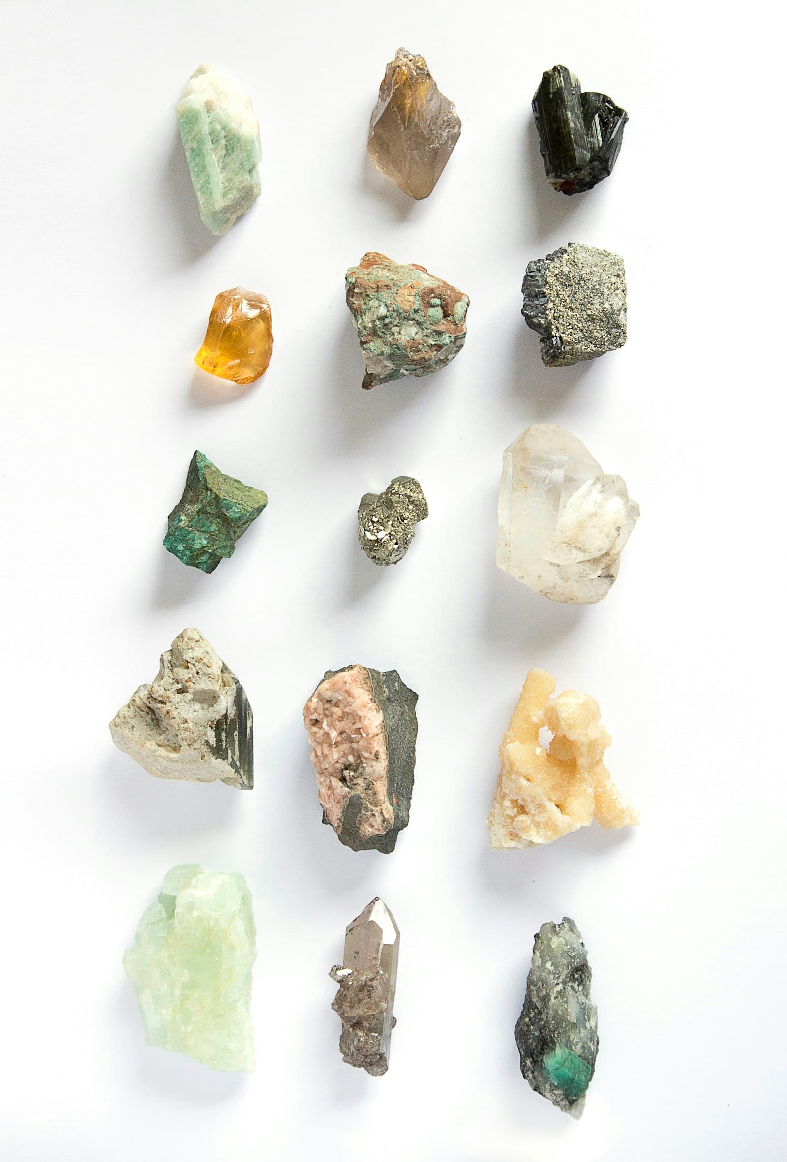 A recently arrived assortment of mineral specimens
